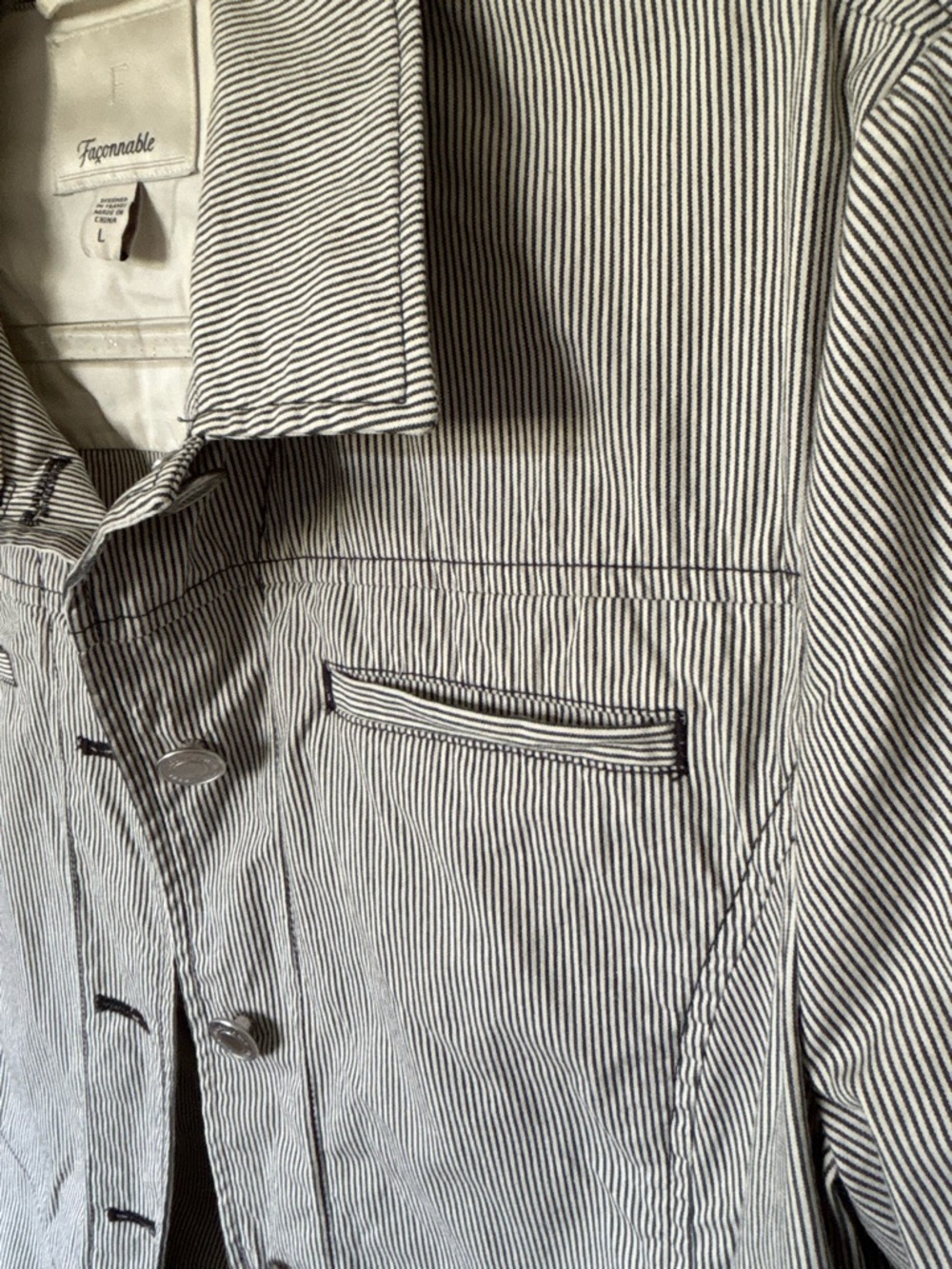 Faconnable Light Gray Pinstripe Shirt Jacket - Picture 14 of 14
